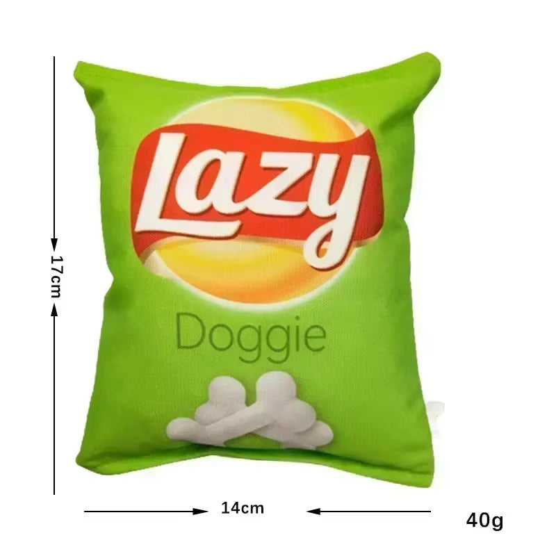 Potato Chip Bag Funny Dog Toys Plush Squeaker Food Toy for Small Medium Dogs Interactive Squeaky Chew Puppy Toys