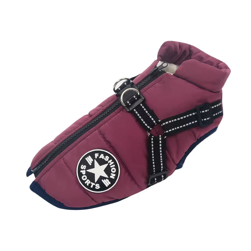 Waterproof Warm Dog Jacket Vest Winter Dog Clothes with Harness French-Bulldog Coat Pet Costume for Small Large Dogs Chihuahua