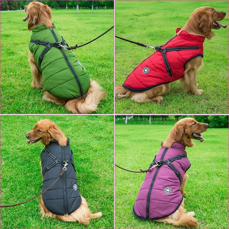 Waterproof Warm Dog Jacket Vest Winter Dog Clothes with Harness French-Bulldog Coat Pet Costume for Small Large Dogs Chihuahua