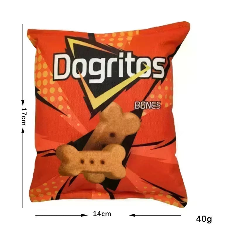 Potato Chip Bag Funny Dog Toys Plush Squeaker Food Toy for Small Medium Dogs Interactive Squeaky Chew Puppy Toys